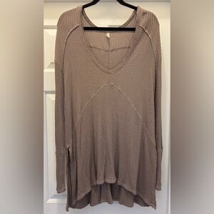 Free People | Tan/Taupe Waffled Sweater Tunic